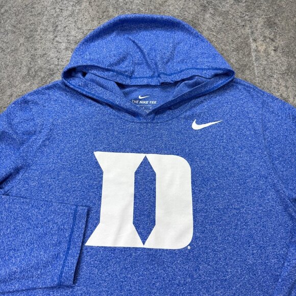 Duke Blue Devils Nike Hoodie Shirt Men L Blue Marled Long Sleeve Lightweight - Picture 1 of 12